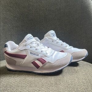 Reebok Classic White and Maroon Sneakers
